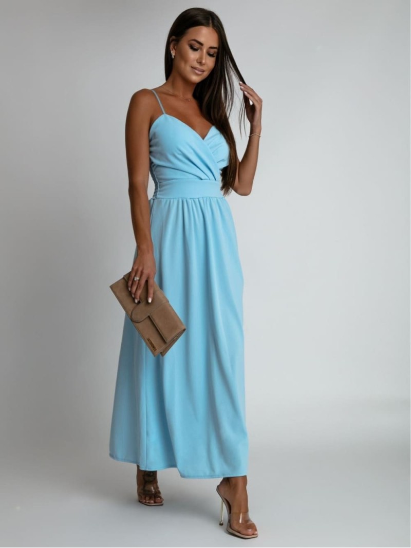 Maxi dress with straps, blue AZRHP5899